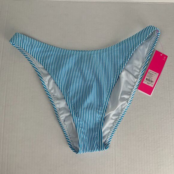 Lilly Pulitzer Cumulus Blue Seersucker Stripe Bikini Bottom Swim Size 12 NWT - Picture 1 of 8
